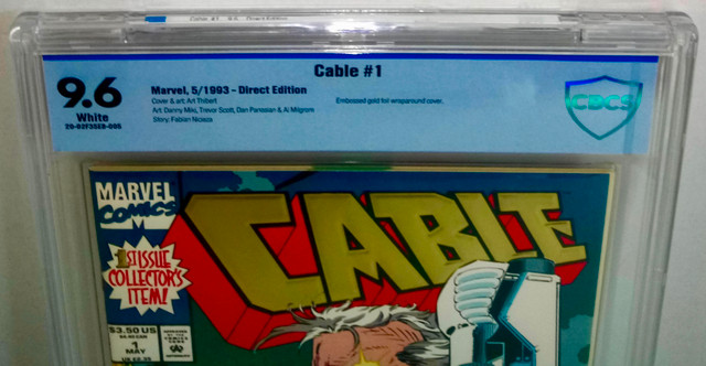 Cable # 1 CBCS 9.6 Marvel 1993 1st App Embossed Gold Foil Wrapar dans Bandes dessinées  à Ville de Montréal - Image 2