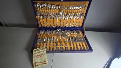 Antique, Silver Plated Cutlery. 1931 Pattern, 62 Pieces. Complete Set. Never Used. Made in Italy. As...