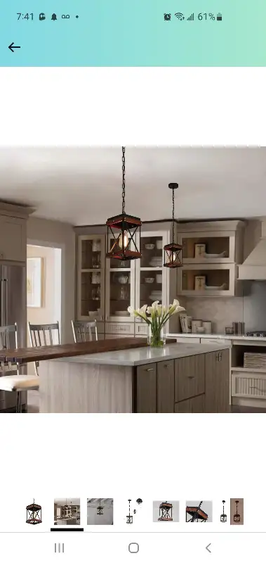 Rustic Farmhouse Pendant Light, Wood & Metal Cage. Vintage Style in Indoor Lighting & Fans in City of Toronto - Image 5