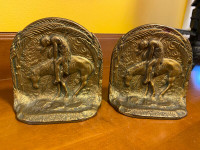 Vintage Bronze Bookends End of Trail Native American Indian