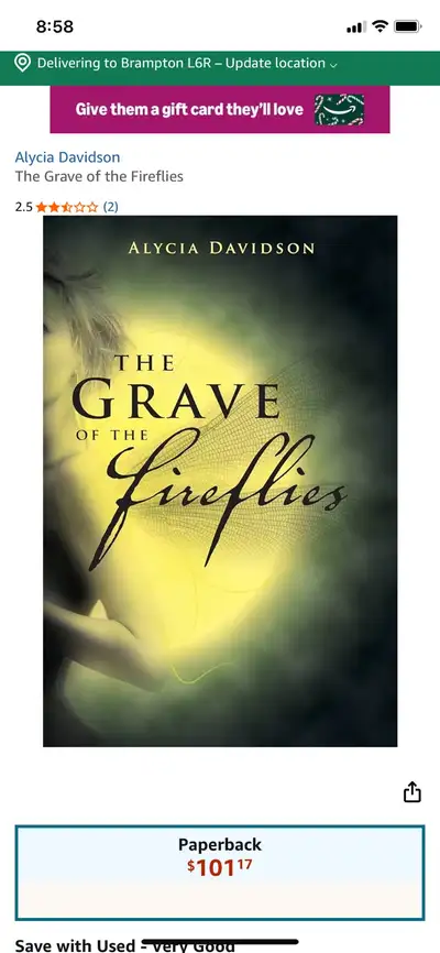 RARE FIND ‘ THE GRAVE OF THE FIREFLIES ! ALYCIA DAVIDSON , View more
