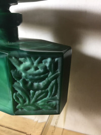 Vintage CZECH Deco Malachite Art Glass Perfume Bottle Stopper