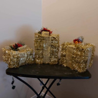 3 Pcs Set Gold Garland Lighted Gift Boxes - $50.00 / Set