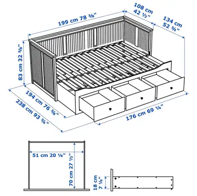 IKEA HEMNES Daybed with 3 Drawers – White, View more