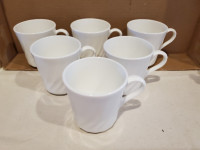 Set of 6 Corning/Corelle White Swirl Mugs