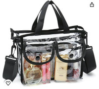 Clear cosmetic bag with removable & adjustable shoulder straps 