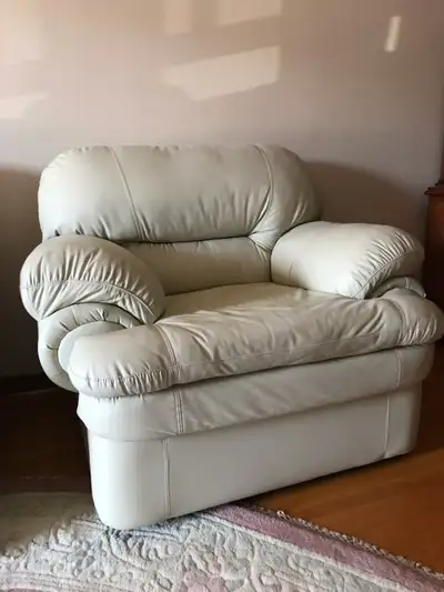 Barely used upholstered sofa set chair $250, View more