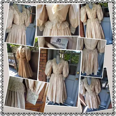 *MAGGY REEVES  VINTAGE COLLECTABLE 1980's Silk & Lace gown, View more