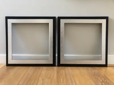 PAIR OF LARGE  BLACK & SILVER PICTURE  FRAMES, View more