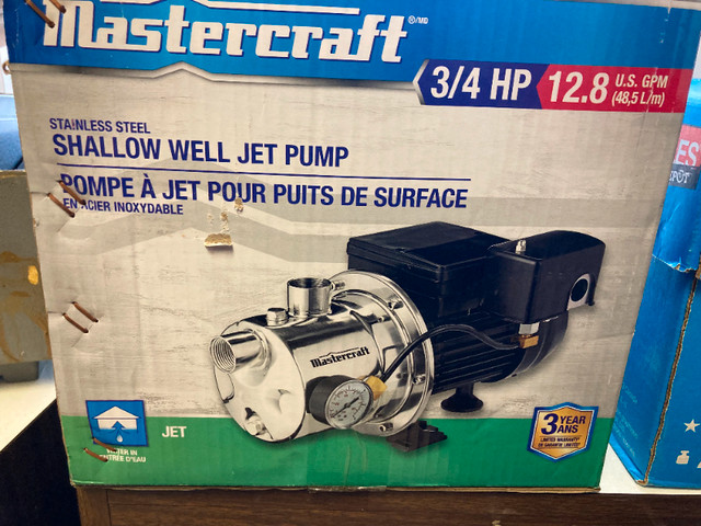 Shallow well jet pump Mastercraft 3/4 hp dans Autre  à Ville de Montréal