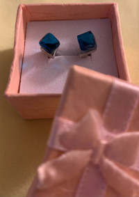 Brand NewSquare teal stud  earrings 