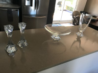 4 piece crystal set/Vase/Bowl/Candlesticks