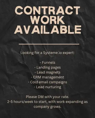 Looking for a Systeme.io expert to build funnels, campaigns, CRM management, etc.