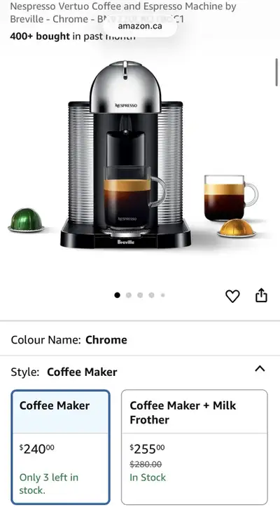 Nespresso Breville Chrome Machine, View more