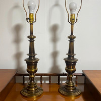 Pair of Vintage Tall Brass Table Lamps