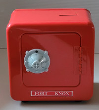Fort Knox Combination Lock Safe Shaped Red Steel Coin Bank