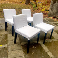 Dining chairs - 4 white, 4 grey, washable covers