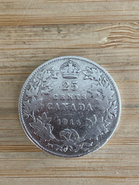 1916 Canadian Silver Quarter 