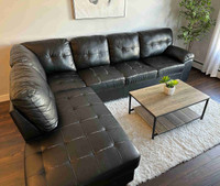 Black leather sectional 