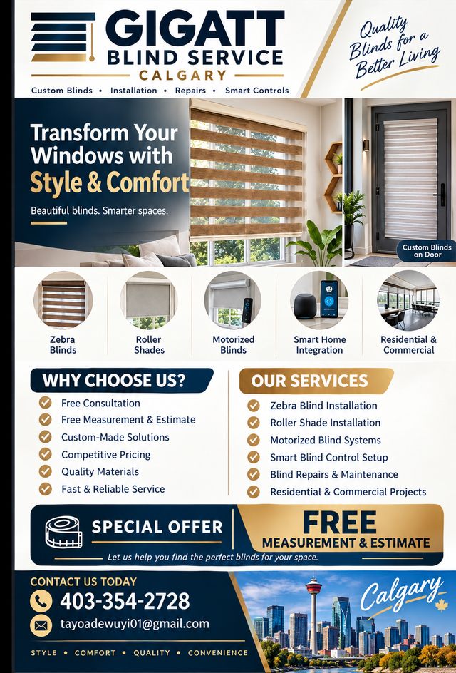 Gigatt Window / Door Customized Blind service Calgary