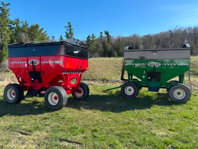 I bought these 4 Bruns gravity box wagons new in September 2024. They are on heavy duty 14T. Horst w...