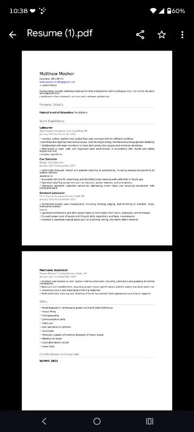 looking for work, View more