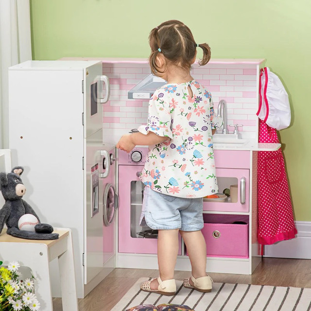 Corner Pretend Play Toy Kitchen with Sink Stove, Wooden Kids Kit in Toys & Games in Markham / York Region