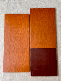 Shelves brown melamine wood look 15.25”wide. 16”, 24.5”, 34.75”L