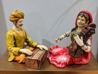 Polyresin Pair Of Traditional Indian Musician Figurine