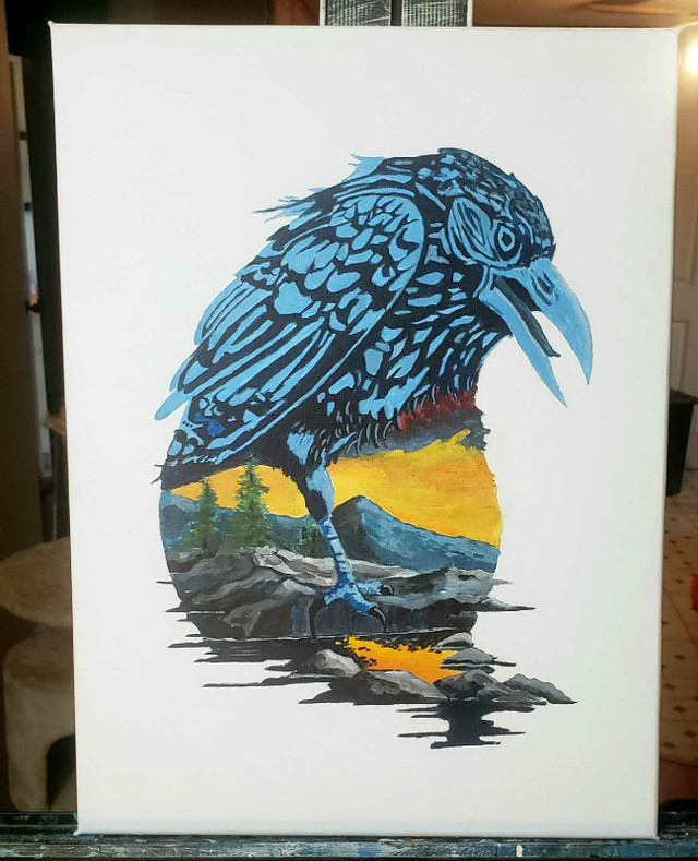 Original local art abstract crow  in Other in Corner Brook