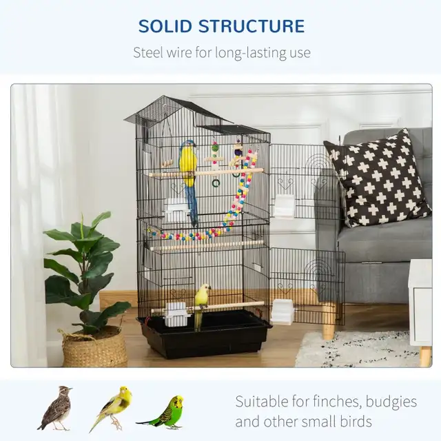 39"H Bird Cage for Budgie, Cockatiel, Conure, Small Birds, Black in Birds for Rehoming in Markham / York Region - Image 7
