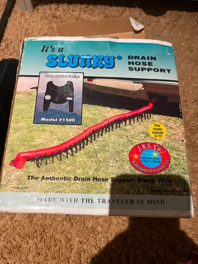 R.V drain hose support…. Stretches out to 15 feet