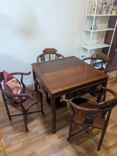 Mahjong Table, 4 Chairs and Wall Unit, View more