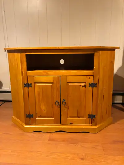 Solid wood t.v. cabinet $40, View more