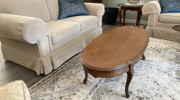 Queen Anne style coffe and end tables set, solid walnut 