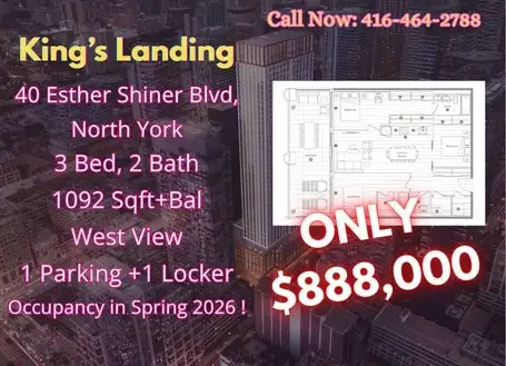 Final Unit! 3B2B  Luxury Balcony parking in North York