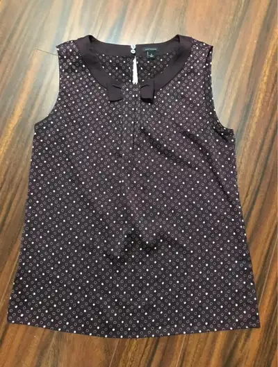 Ann Taylor women’s small sleeveless blouse, maroon bow detail, View more