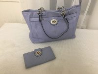 Coach Baby Blue Leather Purse/Handbag and Wallet Great condition