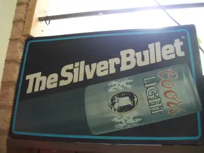 Coors Light Silver Bullet light up advertising sign originating, View more
