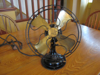 ANTIQUE VINTAGE ELECTRIC FAN - BRASS BLADES - R and M
