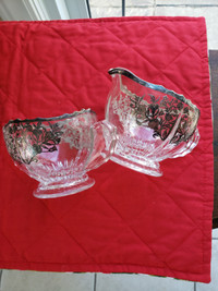 4 Glass with Silver Overlay Floral Dishes