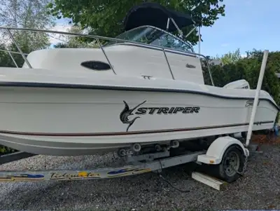 Bateau Seaswirl 1851 walk around, Striper, cabine, 2007, moteur Evinrude E-tec 115 hp, 395 heures, V...