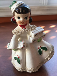 Vintage Christmas girl figurine
