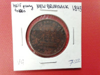 New Brunswick 1843 half penny          token VG