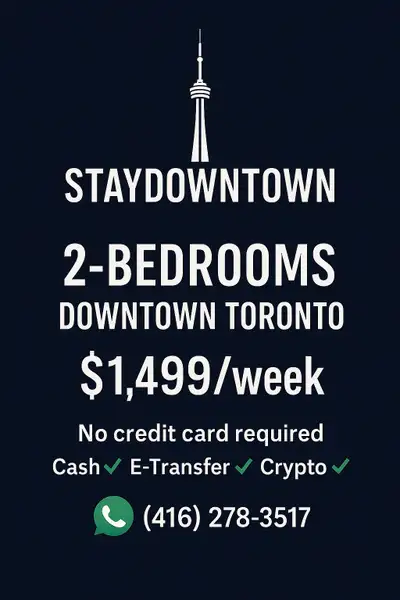 ️ Luxury 2-Bedroom Condo Short-Term Rental Downtown Toronto