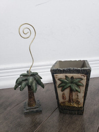 Palm tree pencil and note memo holder / Porte crayon palmier