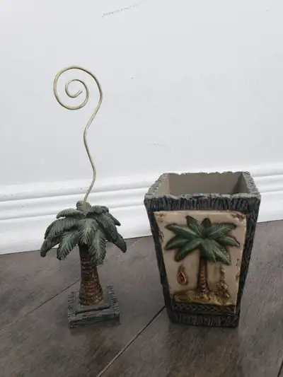 Palm tree pencil and note memo holder / Porte crayon palmier, View more