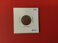 1991  Canada small  penny