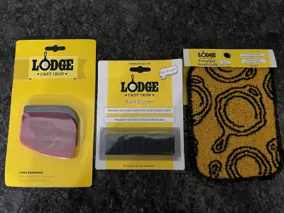 Lodge Cast Iron Cleaning Items- all 3 for $45 - BRAND NEW, View more