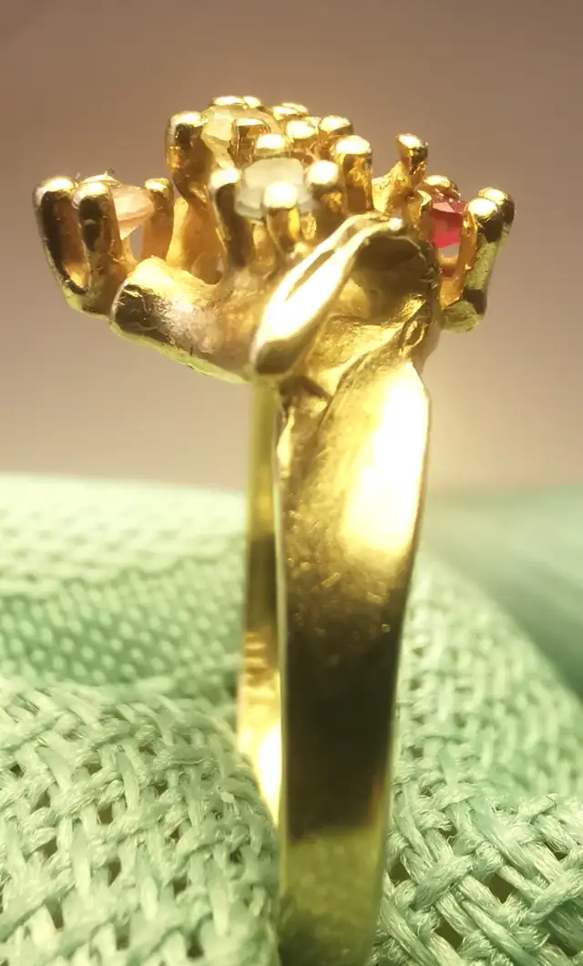 1980s 14K Yellow Gold Multi-Gemstone Nugget Ring Size 6.5 in Jewellery & Watches in Markham / York Region - Image 5